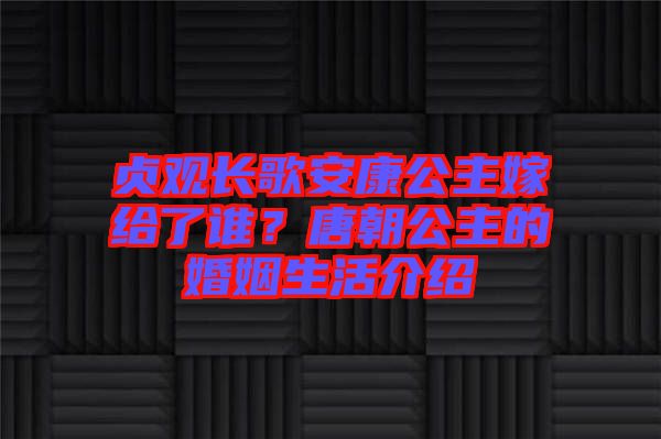 貞觀長歌安康公主嫁給了誰？唐朝公主的婚姻生活介紹