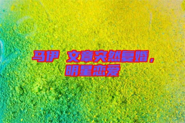馬伊琍文章突然復(fù)婚，明星戀愛(ài)