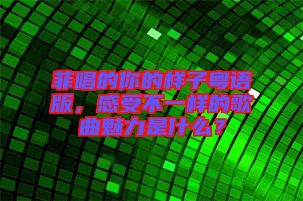 菲唱的你的樣子粵語版，感受不一樣的歌曲魅力是什么？