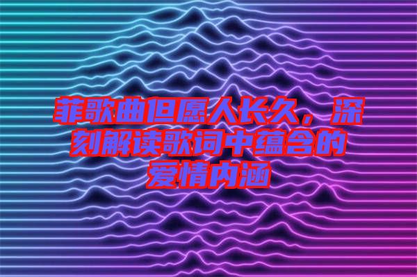 菲歌曲但愿人長久，深刻解讀歌詞中蘊含的愛情內涵