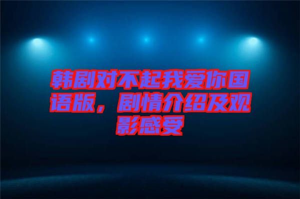 韓劇對(duì)不起我愛你國語版，劇情介紹及觀影感受