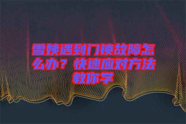 雪姨遇到門鎖故障怎么辦？快速應(yīng)對方法教你學(xué)
