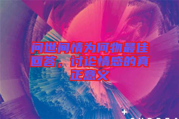 問(wèn)世間情為何物最佳回答，討論情感的真正意義