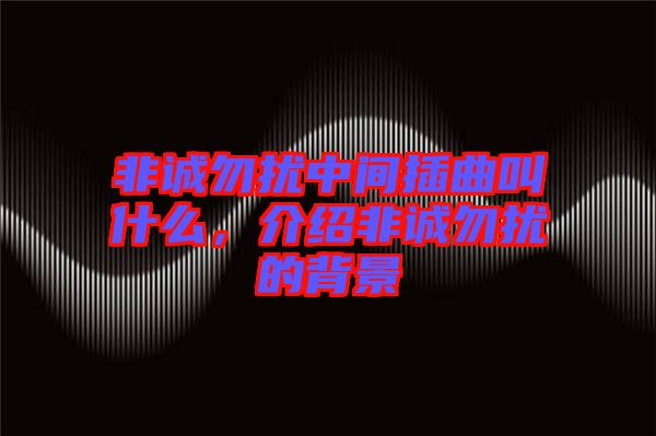 非誠(chéng)勿擾中間插曲叫什么，介紹非誠(chéng)勿擾的背景