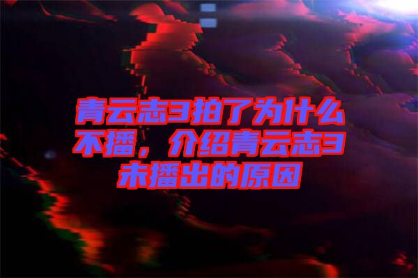 青云志3拍了為什么不播，介紹青云志3未播出的原因
