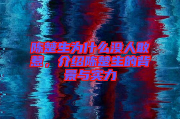 陳楚生為什么沒人敢惹，介紹陳楚生的背景與實力