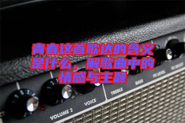 青春這首歌達的含義是什么，解歌曲中的情感與主題